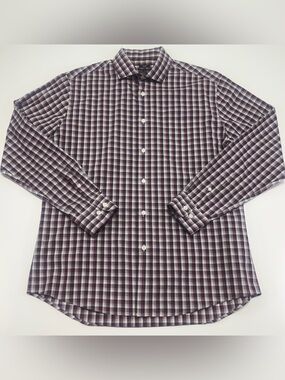 Pronto Uomo Non-Iron Slim Fit Plaid Dress Shirt 16.5 34/35